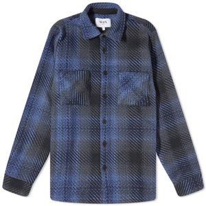 WAX LONDON DUSK CHECK WHITING OVERSHIRT - SIZE LARGE